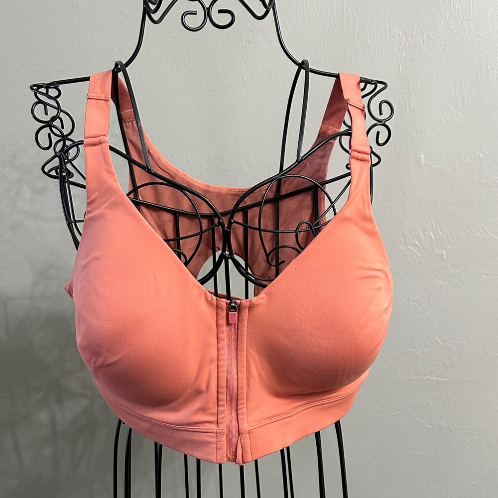 Front-Zip Coral Sports Bra